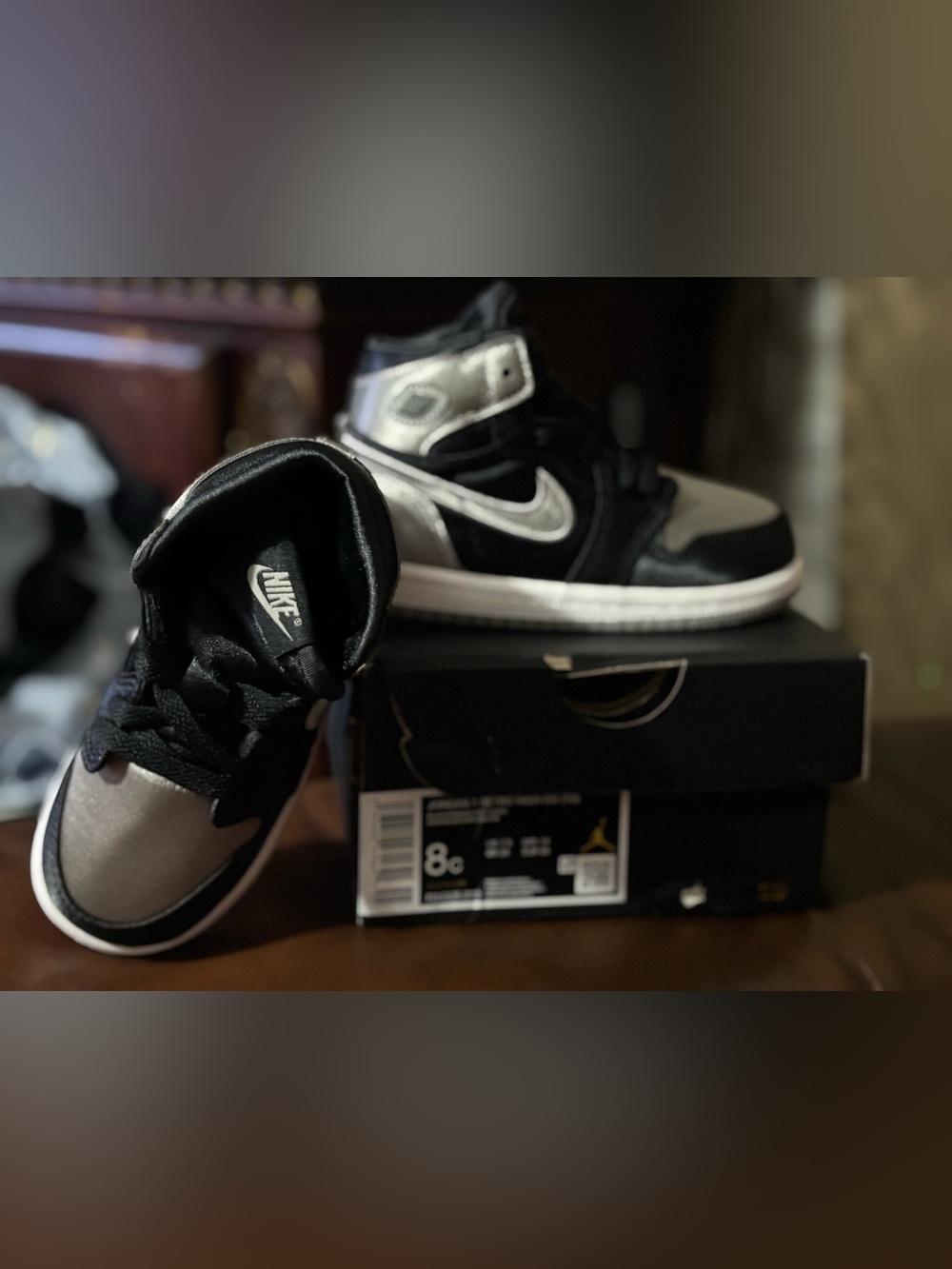 Nike Air Jordan 1 Mid Black & Silver Sneakers